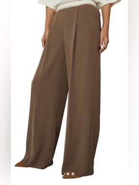 Reiss Wide Leg Palazzo Pants in Brown